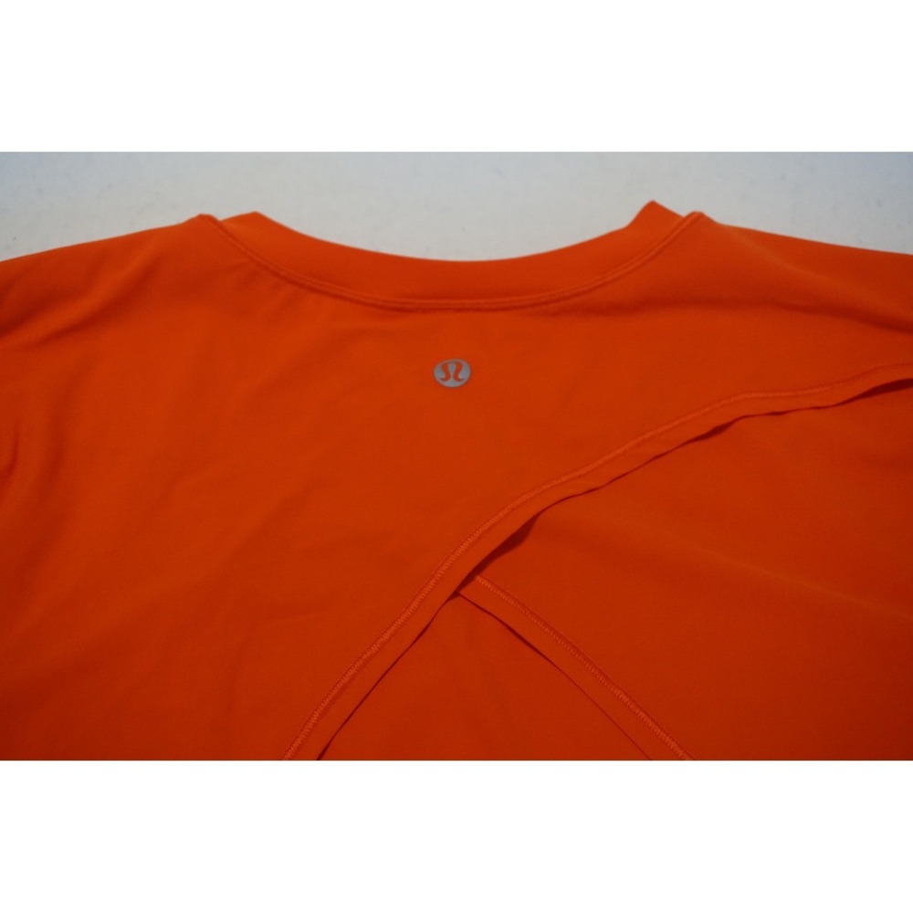 Lululemon Orange Long‎ Sleeve Activewear Top Crossover Back Thumbholes Womens